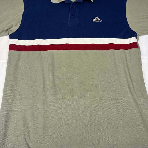 ADIDAS CLIMACOOL PALM AIRE MEN'S GOLF POLO SHIRT GRAY BLUE PIN XL USED POLYESTER - Picture 1 of 10